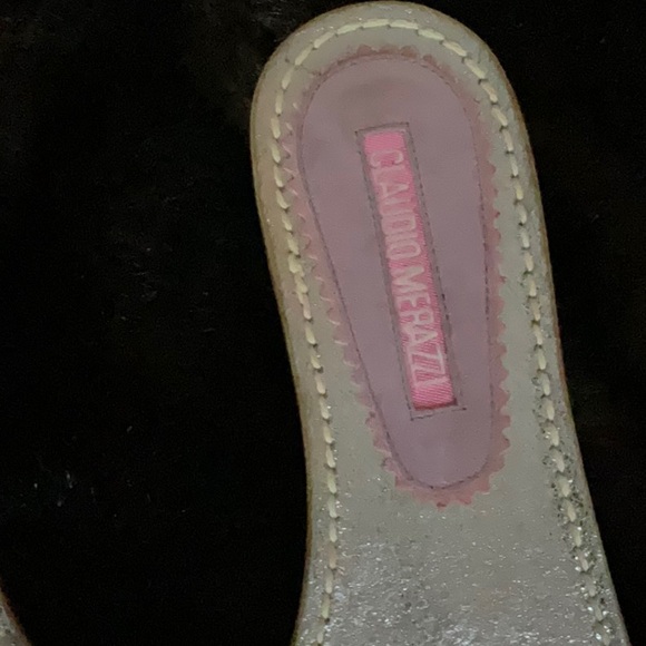 NEW Claudio Merazzi multi color large gem thong sandals, gold heels 39 8.5 9 - Picture 6 of 6